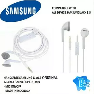 Headset Headsfree Hf Samsung J1ace , J2prime , J3 , J5 ,A10s ,s5830 original INDONESIA BC012