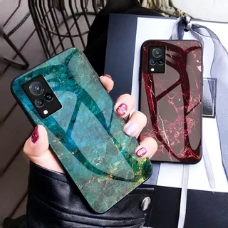 In Stock Kasing hp VIVO V21 / V21 5G Phone Case Silicon Soft Edges Shell High Quality Tempered Glass Marble Back Cover Casing untuk hp VIVOV21 Hard Case