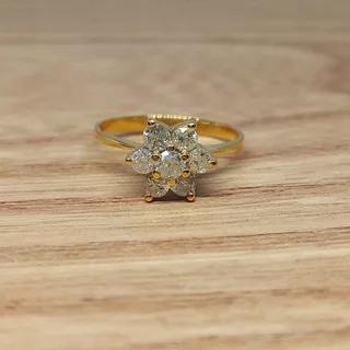 Cincin Emas Wanita Berlian Asli Eropa Model Kembang