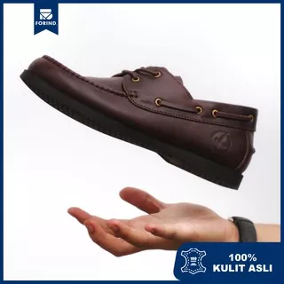 Liberty 0.2 Brown | Sepatu Kulit Asli Casual Pria Cowok Kantor Kerja Derby Boat Ori | FORIND Kenzio