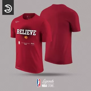 Tshirt baju kaos Basket NBA Atlanta Hawks BELIEVE 2021 Playoffs Mantra RED