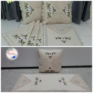 SARUNG BANTAL KURSI SULAM PITA / SARUNG BANTAL KURSI RAJUT /SARUNG BANTAL SOFA RAJUT SULAM PITA/UNGU