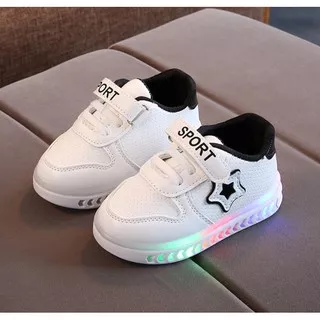 Sepatu anak Lampu LED Star, White/Black - UNX 0340