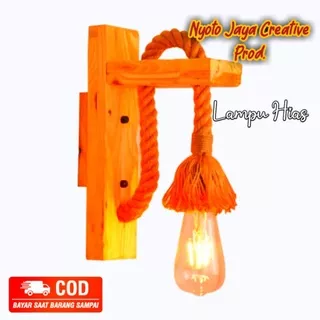 Lampu Dinding Hias Kayu jati Belanda/lampu tali