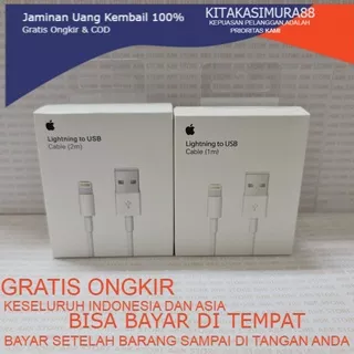 Kabel Data Lightning Iphone 5 5s 6 6s 7 8 plus X XS Max XR ORI 100% - cable 1 meter