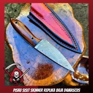 PISAU SESET KULIT/PISAU SKINNER REPLIKA DAMASKUS PREMIUM SUPER TAJAM