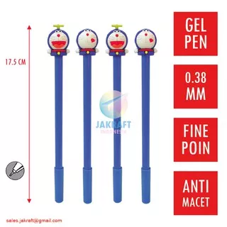 (2 Pcs) Pulpen Ballpoint Gel Pen Boneka Emoticon Kepala Doraemon Fancy Korea Lucu Unik