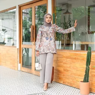 Batik Sakira Blouse printing premium wanita hijab kantor hamil bigsize jumbo kerja
