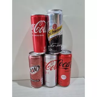 Coca Cola original / light / Zero / A&W AW / Schweppes air soda kaleng 250ml / 330ml