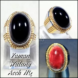 CINCIN BATU AKIK NATURAL YAMAN WULUNG ACEH KRISTAL KINCLONG HITAM LEGAM TEMBUS MERAH BERAPI TERMURAH