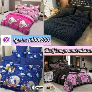 SPREI SET 100X200 SINGLE BED MOTIF BATIK BUNGA ORNAMEN ABSTRAK KOTAK WARNA HITAM PUTIH ESTETIK HOME MADE GROSIR MURAH BERKUALITAS