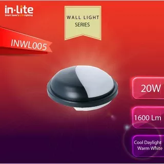 InLite LED INWL005 Lampu Dinding / Lampu Taman / Lampu Outdoor 20 Watt 6500K Putih IP65 - Hitam