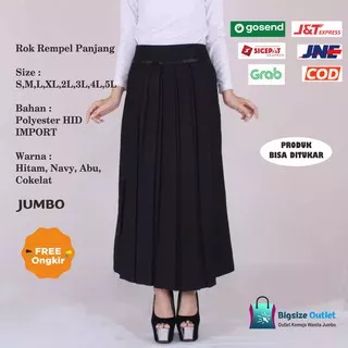 Rok Panjang Wanita JUMBO Rok Hitam Panjang Rempel Rok Kerja Wanita Muslimah Big Size 5L 4L 3L 2L XL L M S Rok Wanita Formal Kerja Kantor Warna Hitam Abu Abu Coklat Navy