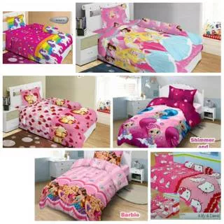 Sprei Lady rose single 120x200 unicorn, princess, cat love, shimer n shine, barbie, kitty n daniel