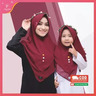 Jilbab Couple Ibu Anak Khimar Felicia By Azamka Hijab Mom Kids Bahan Ceruty Babydoll