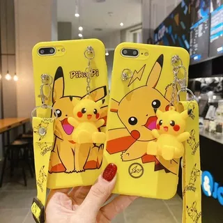 Samsung J2 Pro 2018 J2 Prime J3 Pro J4+ Plus J6 J6+ Plus J5 J7 2015 2016 J5 Prime J7 Prime J7 Core J5 Pro J7 Pro Cute Cartoon Pikachu Case Cover with Doll & Lanyard
