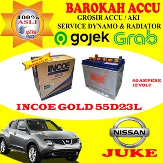 AKI MOBIL NISSAN JUKE INCOE GOLD 55D23L , 60 AH