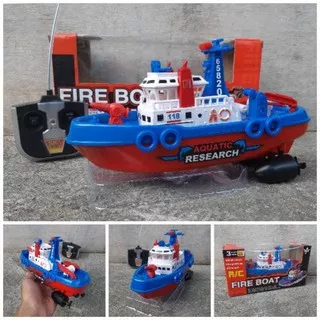 Mainan RC Fire Boat Remote ControL KapaL Perahu Bisa Jalan di Air + Suara Lampu kado anak laki cowok