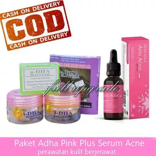 A-dha Beauty Care - Paket Cream Adha Pink Series Plus Serum Acne Original