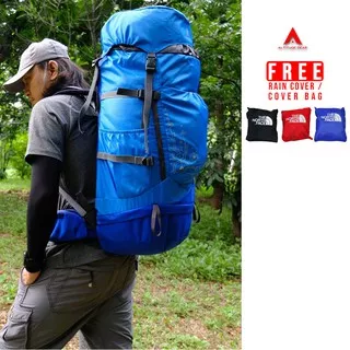 Tas Gunung Carrier 60 L Camping Hiking Traveling Free Rain Cover