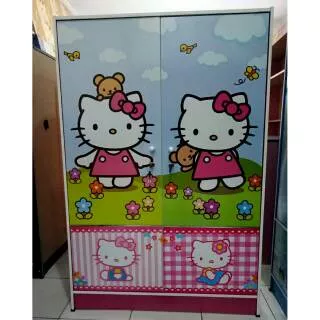 Lemari Pakaian Anak 2 Pintu Golden LA 120 HK Hello Kitty Pink