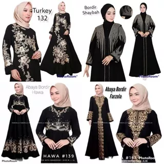 New Abaya Gamis Maxi Dress Arab Saudi Bordir Farzola Turki Umroh Dubai Turkey India Wanita Hitam