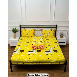 SPREI SORAYA BEDSHEET TIPE KARET Sassy Zebra Kuning King Size 180x200x25