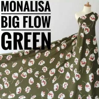 Kain wolfis monalisa motif/kain monalisa/kain meteran Big flow green/kain woolpeach (harga per ½ m)
