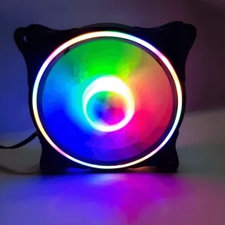 Fan Case Led RGB Rainbow Double Ring Color Lampu Led 12Cm SILENT