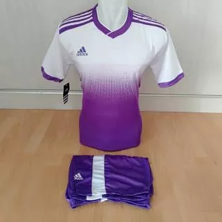 setelan olahraga kaos bola jersey futsal baju volly adidas degradasi putih ungu