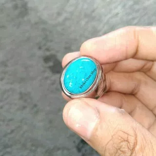 ASLI BACAN PALAMEA OVAL NATURAL CRYSTAL TEMBUS SENTER RING TITANIUM PUTIH