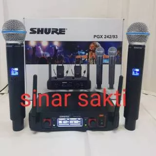 MIC SHURE PGX 242/93 NEW WIRELESS MICROPHONE ( PEGANG + PEGANG )