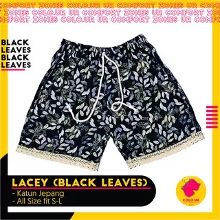 LACEY (BLACK LEAVES) Celana Renda | Celana Kolor Wanita | Celana Pantai | Celana Pendek Wanita