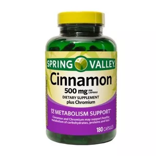 SPRING VALLEY Cinnamon 500mg Plus Chromium, 180 Capsules