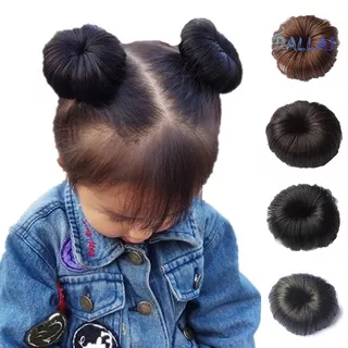 Rambut Palsu Extension Model Bun Keriting Gelombang Messy Donut Chignons Untuk Anak Perempuan