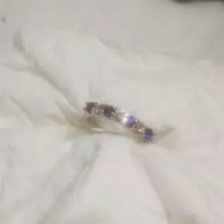 Cincin Perak cantik dengan Berlian natural asli Eropa kombinasi natural Blue Saphire