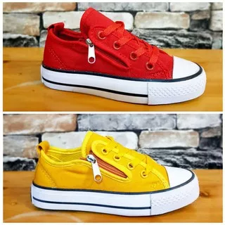 Sepatu Anak Converse Zipper zip Kids Red Yellow Merah Kuning Sneakers Anak Kado Ultah