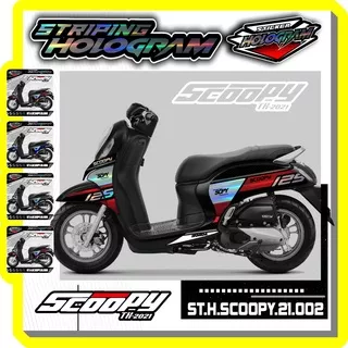 SCOOPY STICKER STRIPING SCOOPY 2021 - STIKER MOTOR HONDA SCOOPY FI ALL NEW 2021 LIST VARIASI HOLOGRAM AR 02