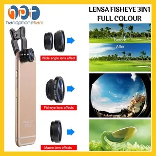Lensa Fisheye 3in1 Jepit Universal Clip Lens Fish Eye Macro Wide Angle 3IN1 Kamera HP Selfie