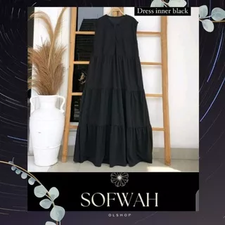 INNER DRESS HITAM POLOS SYAKILA / GAMIS WANITA TERBARU TANPA LENGAN / DRESS INNER WANITA KEKINIAN / DRESS MURAH