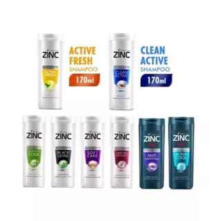 Zinc Shampoo Men / Active  / Hair Fall / Soft / Hijab / Cool / Clean / Black Shine / Soft Care - Botol 170ml - Shampo Anti Ketombe