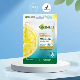 Garnier Bright Complete Clear Up Anti Acne Serum Sheet Mask - Masker Wajah Jerawat