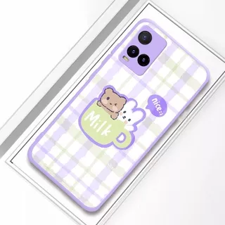 [U43] Softcase Kaca Bezel Lilac Vivo Y21 Y21S - Softcase Mirror Vivo - Case Kaca Vivo -  Softcase Kaca Vivo - Softcase Kaca Warna - Vivo Y21 - Vivo Y21S - Vivo Y21 Y21S - Casing Y21 - Casing Y21S - Casing Vivo Y21S - Softcase Lucu - Softcase Kaca Warna