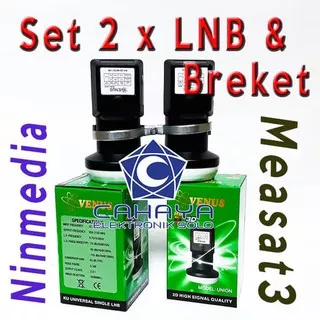 Paket Set 2 LNB Ku band Venus + Braket Besi Ninmedia Measat 3