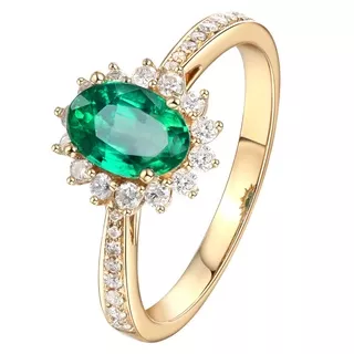 perak asli 925 cincin Wanita Batu Permata Hijau Zamrud Adjustable Cincin Fashion Perhiasan