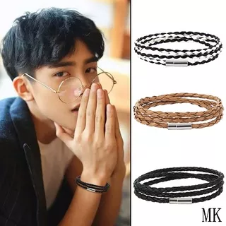 Gelang Korea Multi-layer Jalinan Twist Bracelet Tali Kulit Gelang MK