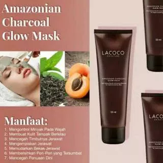 Lacoco sampingan charcoal glow mask masker lacoco masker arang nasa murah laris oroginal