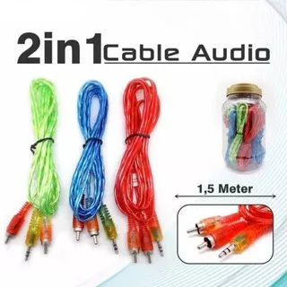 Kabel Aux audio 2in1 Kabel Audio cabang 2 panjang 1.5meter