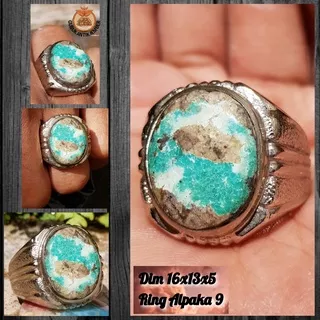 Cincin Batu Akik Natural Pirus Persia (Iran) Ijo Tosca Berkarakter Hu (COD) Milenial Dim Kantoran Ring Alpaka Nikel Super Top HQ Obral Murah Hot Item/Best Seller/Discon