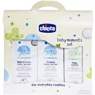 Chicco Baby Moments Set ( Bath Foam , Shampoo , Nappy Cream )
